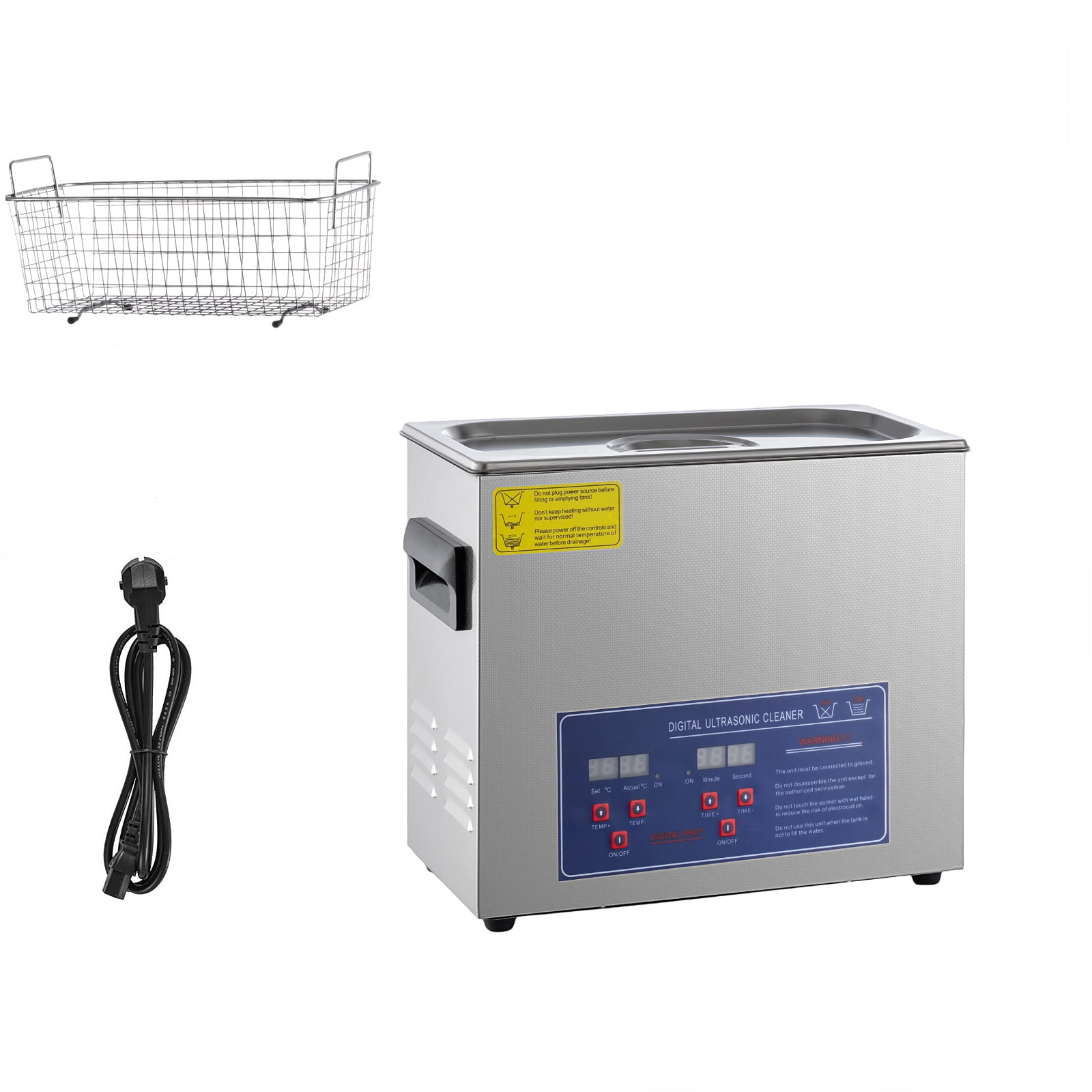 Digital 6.5L Ultrasonic Cleaner Machine Stainless Steel with Heater an