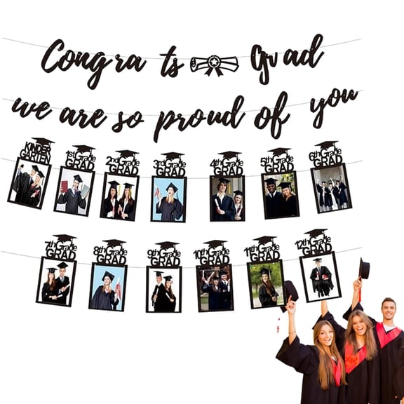 SHZONS Congrats Graduate Banner Graduation Decorations Congratulations Picture Display Backdrop for Middle High School College Primary presents