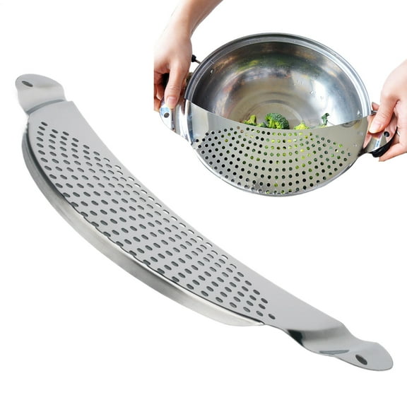 SHZONS Flat Strainer Strainer Attaches To Pot Stainless Steel Fine Mesh Non-Stick Heat Resistant Dishwasher Safe Skimmer For Grease Rice sensible