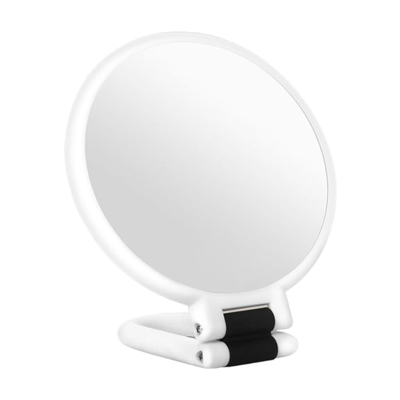 SHZONS Magnifying Mirror Foldable Round Double Side Tabletop Mirror with Stand Vanity Hand Glass Magnification Travel Glass for Dressing Home Outdoor Use natural
