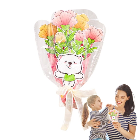 SHZONS Mother's Day Flower Bouquet Card Mother's Day Handmade Greeting Cards Art Supplies for Aunt Nana Grandmom Wife Home School Classroom Activity popular