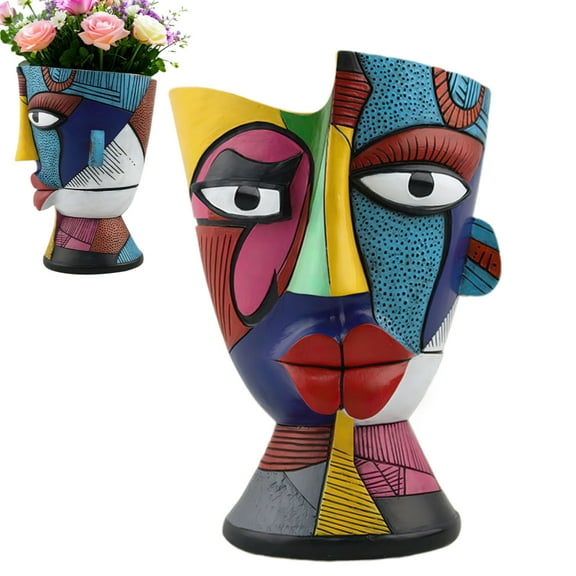 SHZONS Planter Pot For Indoor Resin Abstract Face Flower Containers Decorative Plant Planter For Home Desk Garden Balcony Windowsill workable