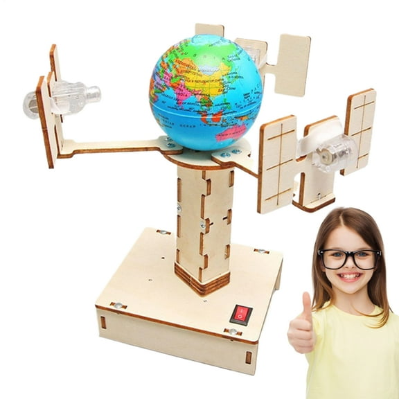 SHZONS Scientific Model Kits For Kid Wooden Satellite Model Maker Set Hand Craft Construction Assembly Project Toys Kits For Child Toddler Teenager Girl Boy presents