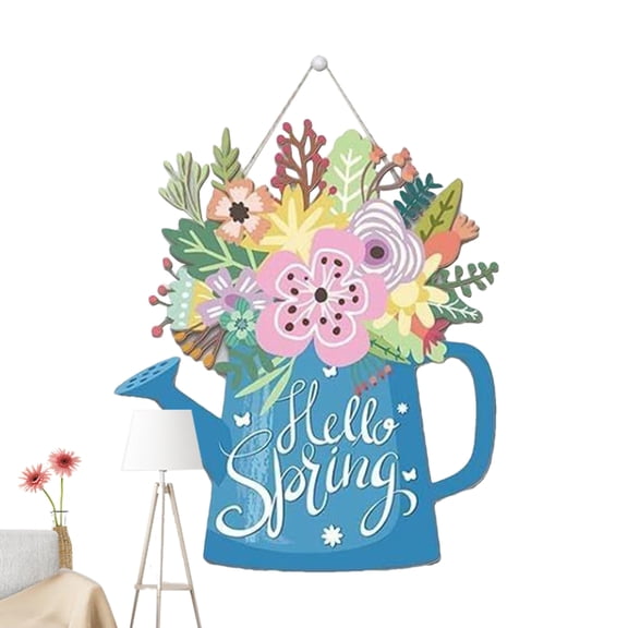 SHZONS Spring Welcome Decor Wall Wreath for Spring Decor Hangable Flower Decoration for Farmhouse Party Outdoor Indoor Seasonal Display Festive Gatherings friendly