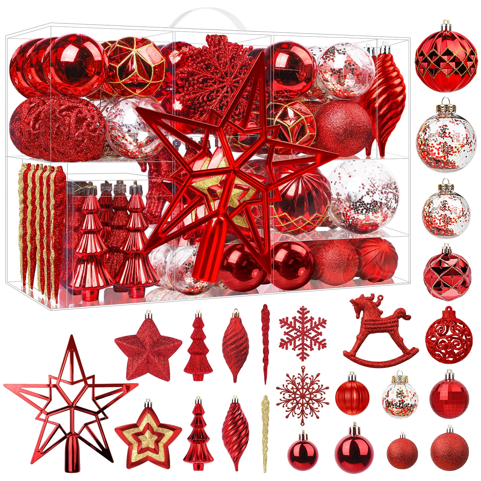 SHareconn 100pcs Christmas Balls Ornaments Set, Shatterproof Plastic ...