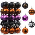 thumbnail image 1 of SHareconn 30ct 2.36 Inch Halloween Tree Ornaments, Colored Shatterproof Plastic Decorations Balls Baubles for Christmas Party Haunted House Decoration (Black & Orange Purple, 6cm), Blackorangepurple, 1 of 12