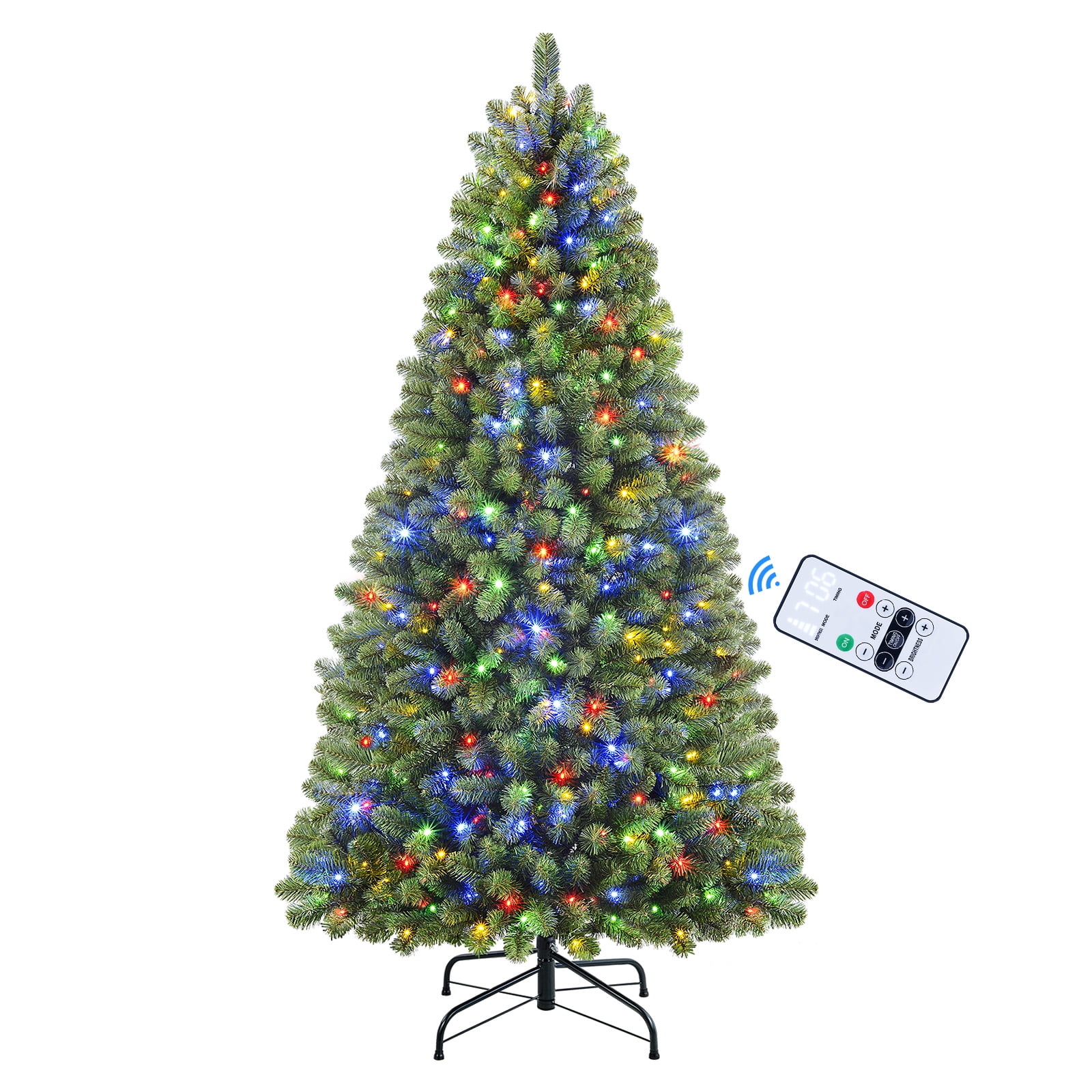 SHareconn 6ft Prelit Premium Artificial Hinged Christmas Tree with Remote  Control,Timer, and 330 Warm White & Color LED Changing Lights, 952 Branch  Tips, Perfect Choice for Xmas Decoration, 6 FT 