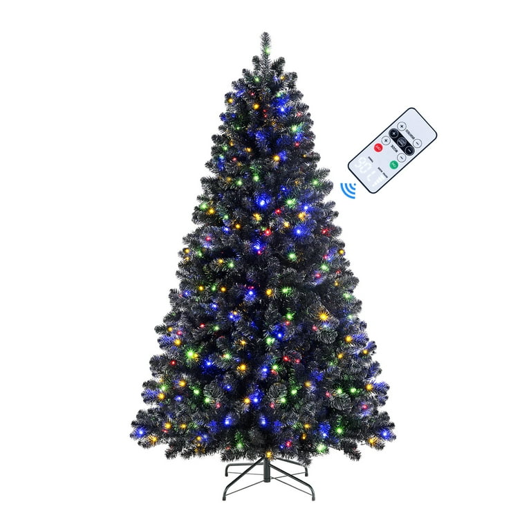 SHareconn 6ft Prelit Premium Artificial Hinged Christmas Tree with Remote  Control,Timer, and 330 Warm White & Color LED Changing Lights, 952 Branch