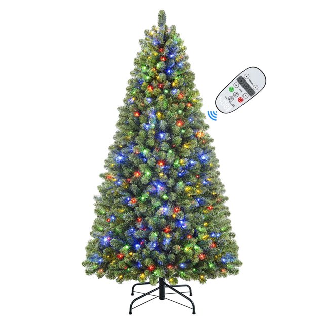 SHareconn 7ft Prelit Premium Artificial Hinged Christmas Tree with