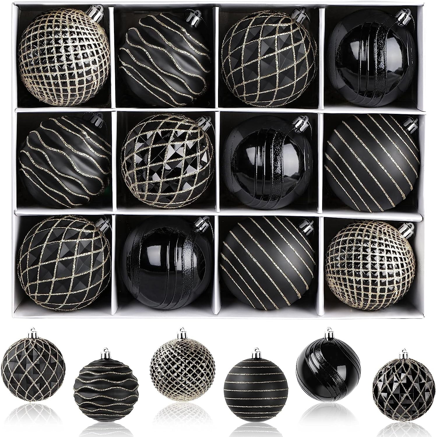 SHareconn 80MM/3.15 Inch 12PCS Christmas Balls Ornaments, Colored