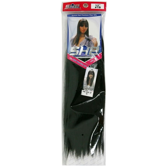 SHe Natural Human Hair Yaki Weaving 12 Inch Color 1B