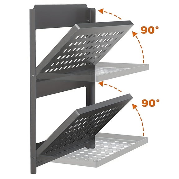 SHegdu 2-Tier Table Storage Rack Wall Mounted Storage Shelf Wall Shelve for Basement Coffee Bar Kitchen Room Office