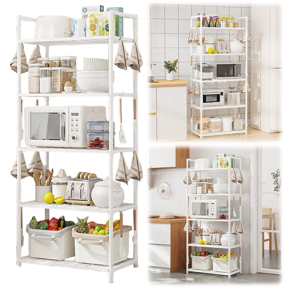 SHegdu 5 Tier Multi-Function Shelf, Heavy-Duty Floor-Standing Adjustable Storage Shelf with a 66 lb Weight Capacity, Suitable for Kitchens, Entryways, and Bathrooms