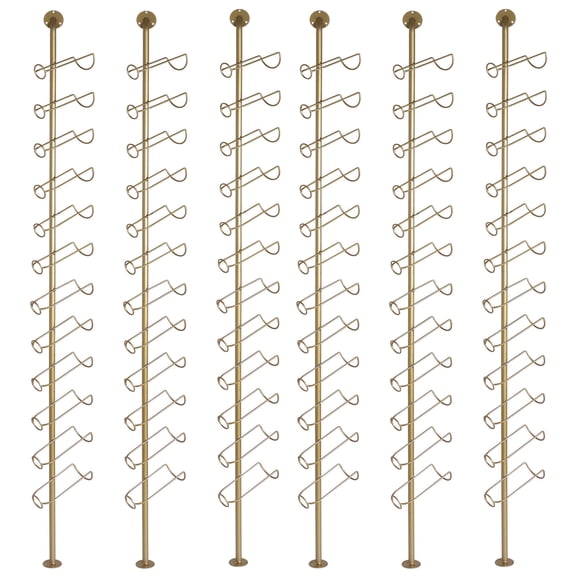 SHegdu 6 Pack Wine Rack Wall Mounted for 72 Bottles Space-saving Vertical Wine Bottle Holder Gold Finish Display Rack for Bar Cellars Kitchen Dining Room