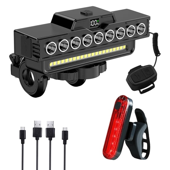 SHegdu 9 Led Bicycle Headlight W/horn Waterproof Night Riding Bike Light (Nine Lamps)