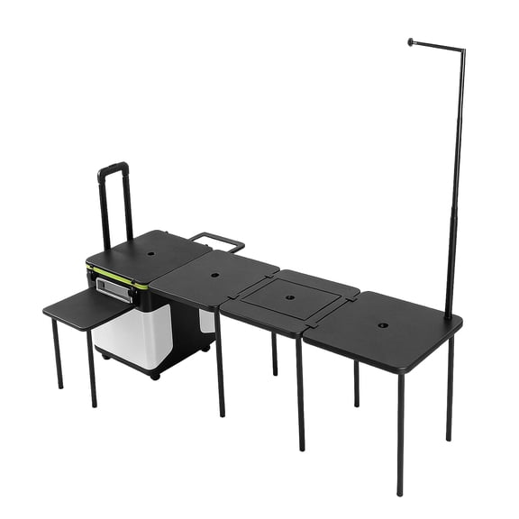 SHegdu Camping Cooking Table with Wheels Folding Kitchen Table with Light Poles Outdoor Cooking Station for Home Bbq Tailgates Cookouts (Big)