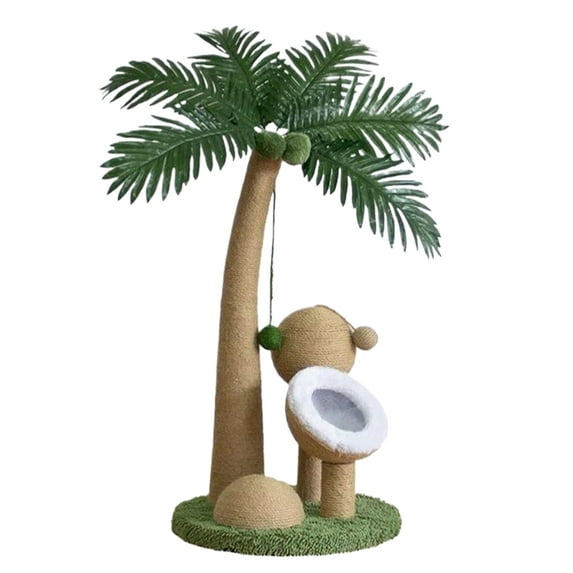 SHegdu Coconut Tree Cat Scratching Post Interactive Claw Sharpener Pole 28 Inch Natural Sisal Rope Cat Tree for Small Medium Cats