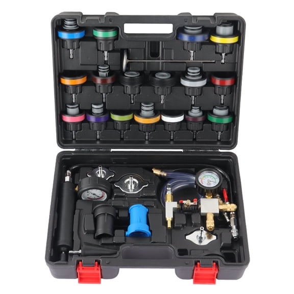 SHegdu Coolant Vacuum Refill Tool Kit 28-Piece Universal Fit Radiator Leak Tester Radiator Pump Pressure Tester Kit Leak Detection Leak Tester Tool