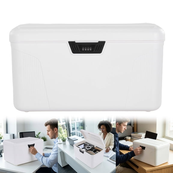 SHegdu Lockable Storage Container Bin 9.77 Gallon Capacity Organizer Box Plastic Trunk Stackable with Lid Combination Lock Household Office File Important Items Storage (White)