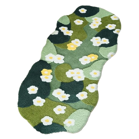 SHegdu Nordic 3D Lawn Moss Rugs Carpet Fluffy Green Forest Irregular Floor Mat Soft Three-dimensional Flocking Bedroom Rug Flocked Green Plush Bedroom Rug