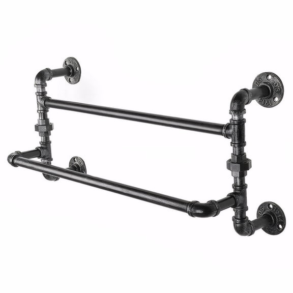 SHegdu Vintage Industrial Wrought Iron Bathroom Shelf Wall Mounted Rustic Pipe Towel Organizer Towel Storage Hanger for Bath Towels And Washcloths