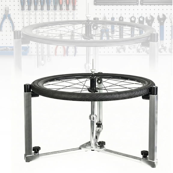 SHegdu Wheel Weaving Stand Foldable Metal Bicycle Wheel Truing Repair Rack Adjustable Bike Rotating Braiding Table for 16-29 Inch 700c Wheels