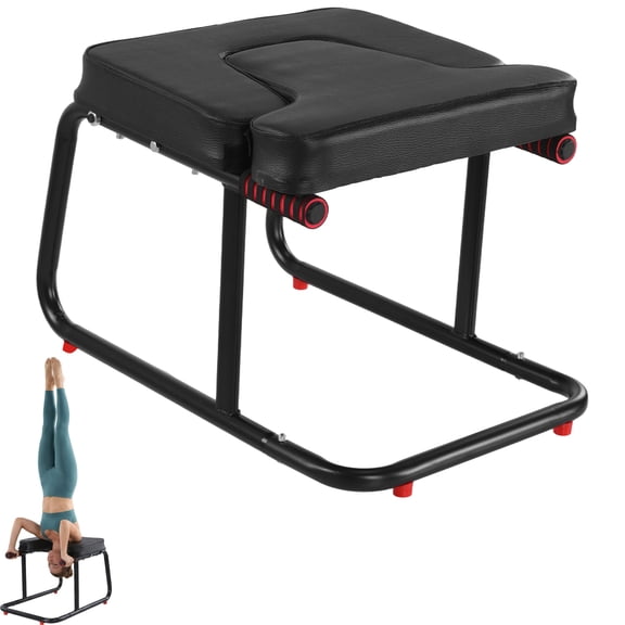 SHegdu Yoga Headstand Bench U-Shaped Inversion Stool Non-Slip Fitness Chair 550 lbs Load with Metal Frame PU Pad Double Armrest for Relaxation, Strength Balance Training