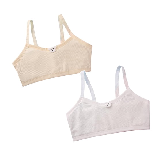 SHenli 2PCS Big Girls Bra Comfort Seamless for Girl with Adjustable Straps Pull-on Design for 6-15T