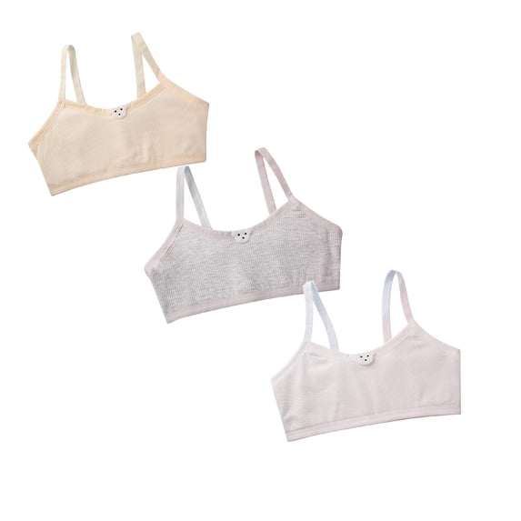 SHenli 3PCS Big Girls Bra Comfort Seamless for Girl with Adjustable Straps Pull-on Design for 6-15T