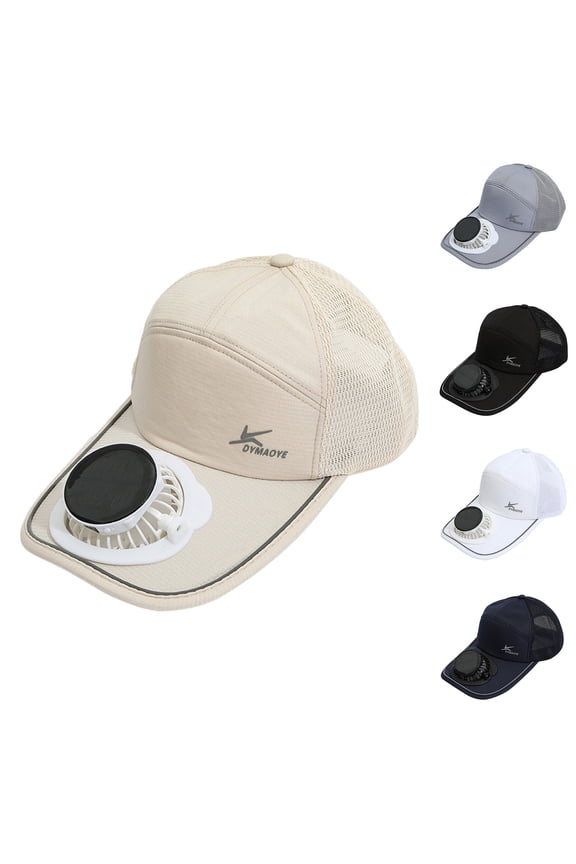 Adults Mesh Baseball Cap Fishing Beach Hats with Solar Fan, Summer UV Protection Sun Hat, Solar Powered/USB Charging Sunhat