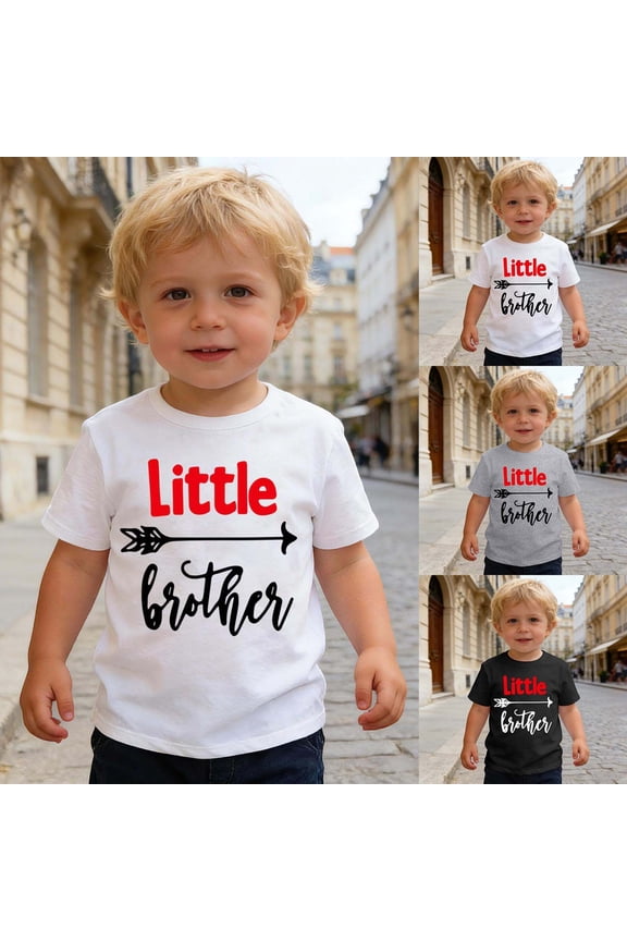 Boys Shirts Round Neck Short-Sleeve T-Shirt Loose Preppy Shirt Little Boys Clothes