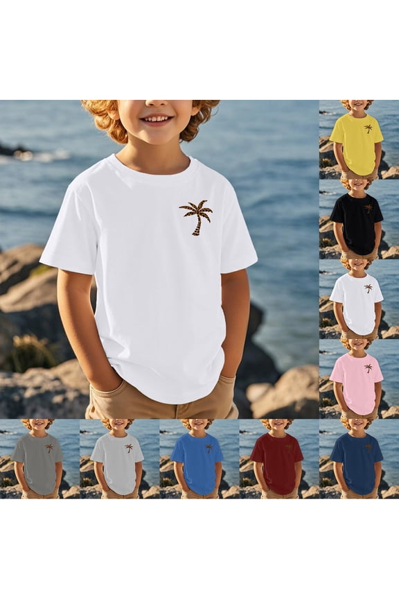 Boys Shirts Size 6 Crew Neck Short Sleeve T-Shirts Casual Preppy Shirt School Clothes for Boys