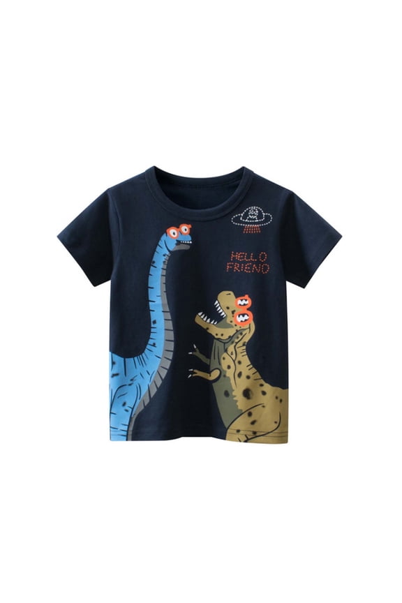 Boys' Tops, Tees & Shirts 5t Crew Neck Short Sleeve Children's Fashion Preppy Shirt School Clothes for Boys (Blue,2-3T)
