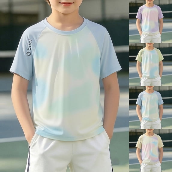 SHenli Boys UPF 50+ Rash Guard Swim Shirts Short Long Sleeve Quick Dry UV Protection Sun Shirt Green 4-5 Years