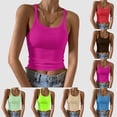thumbnail image 1 of SHenli Button Down Tops Henley Neck Basic Sleeveless Shirts Dressy Ribbed Drop Shoulder Boxy Tees, 1 of 5