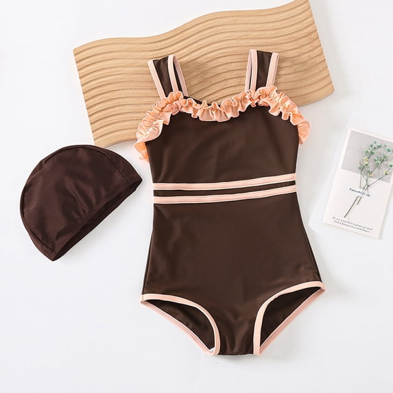 SHenli Girls One Piece Swimsuit Age 10-12 Ruffle Ruched Tankini Sets Quick Dry Cute Floral Print Beach Skirt Cute Ruched Bathing Suit Beach Swimwear Tween Adjustable Straps Padded