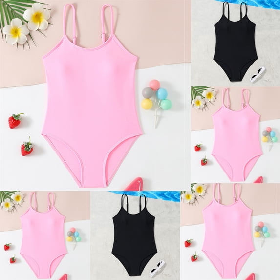 SHenli Girls One Piece Swimsuit Size 10-12 Cute Bow Tankini Set Lightweight Solid Color Girl Bathing Suit Girls' Swimwear with Print Shorts Tween Adjustable Straps Padded