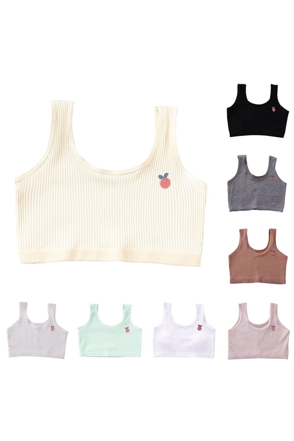 Girls Seamless Bras Training Soft Tagless Bra with Removable Padding