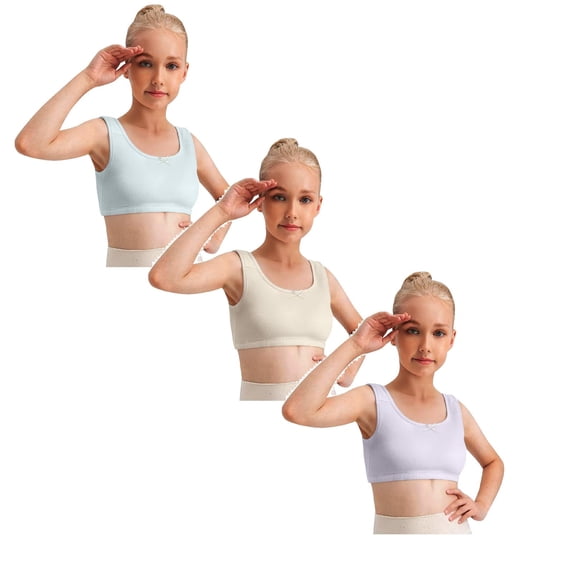 SHenli Girls Seamless Sports Bra Training Crop Top Soft Comfortable Breathable Underwear For Teenagers And Kids