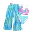 thumbnail image 1 of SHenli Girls Swimsuit Ruched Side Bikini Set Drawstring Bottoms Tankini Sets 3 Piece Girls Bathing Suits Size 14-16 Cute Pattern Print Swimwear with Cover Up Beach Skirt, 1 of 8