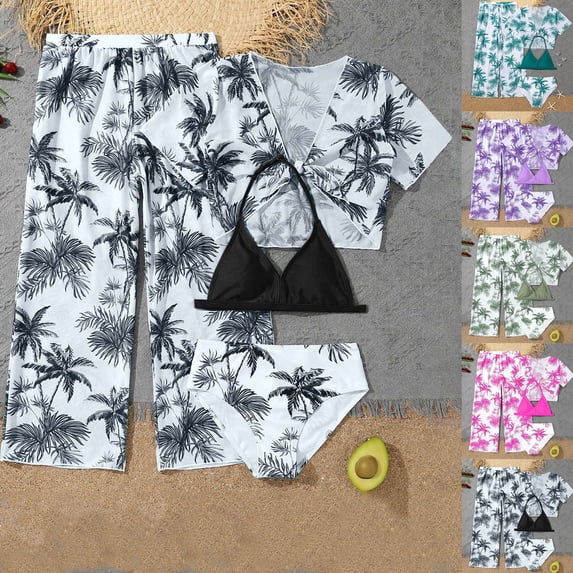 SHenli Girls Swimsuit Size 7 Cutout Bikini Sets Tie-Straps Tankini Sets 3 Pieces Ruffle Girls Bathing Suits Size 14-16