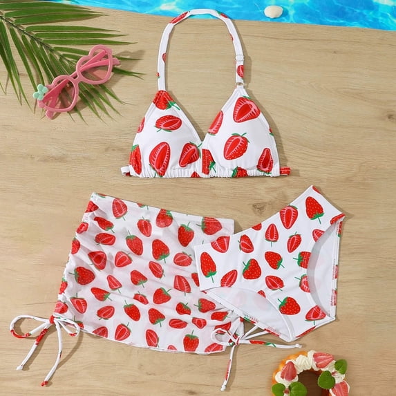 SHenli Girls Swimsuits Size 10-12 Cutout Bikini Sets Drawstring Bottoms Girls Swimwear Tankini 3pcs Ruched Side Bathing Suit