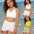 thumbnail image 1 of SHenli Girls Tankini Swimsuits 7-8 Ribbed Bikini Sets Drawstring Bottoms Girls Swimwear Tankini 3 Pieces Cute Ruffle Bathing Suits for Girls, 1 of 6
