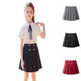 thumbnail image 1 of SHenli Kids Girls Skirt Casual Mini Flare Plain Pleated Stretch Waist Skater Uniform Skirts Black 7-8 Years, 1 of 6
