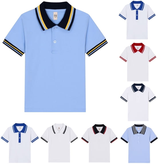 SHenli Kids Polo Shirts Boys Button Down Solid Color Short Sleeve Pocket Shirts Comfortable & Soft Preppy Tops Clothes for Boy