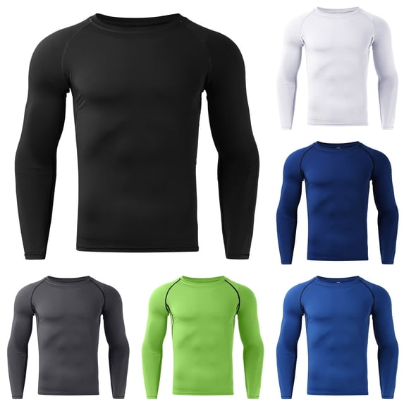 SHenli Men's Athletic Long Sleeve Compression Shirt Performance Thermal Workout Top for Gym Running Sports Green XXL