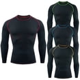 thumbnail image 1 of SHenli Men's Athletic Long Sleeve Compression Shirt Performance Thermal Workout Top for Gym Running Sports Yellow XL, 1 of 4