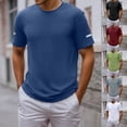thumbnail image 1 of SHenli Mens Cropped T Shirt Short Sleeve Regular-Fit Stretch Ribbed Shirt Heavy Cotton T-Shirts Streetwear Washed Tops Summer Plain Pullover Tees, 1 of 5