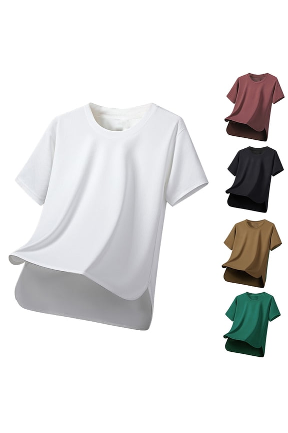 Mens Short Sleeve T Shirts Soft Knit Texture Shirt Kingdom T-Shirt Streetwear Washed Tops Summer Button Basic Tees