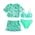 thumbnail image 1 of SHenli Ruffle Girls Swimsuits Ruffle Bikini Set Drawstring Bottoms Girls Swimwear Tankini 3-Piece Girl Bathing Suit Tropical Floral Beach Swimwear, 1 of 7